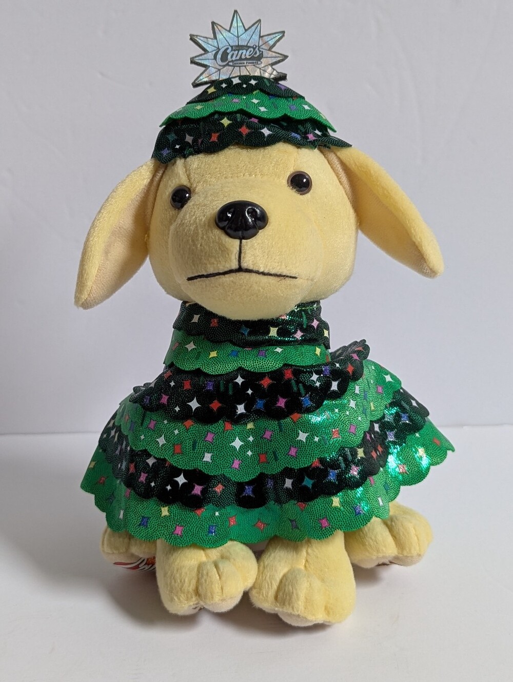 Raising Cane's Rockefeller Tree Puppy 2023 Plush  Dog Stuffed Christmas Chicken